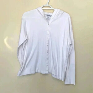 Northern Reflections bright white, button up, long  sleeve hoodie